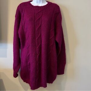 Georgios Hand Loomed Tall Women Dark Pink Pullover Knitwear Size L/T